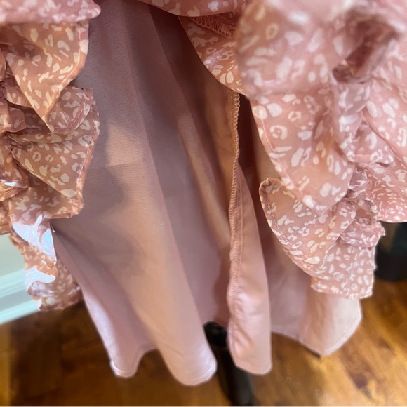 Saints & Secrets FASHION PINK FLORAL PRINT OFF SHOULDER RUFFLE DRESS Large - Picture 11 of 11
